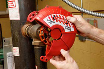 Lockout tagout device being tested as part of a LOTOTO procedure.