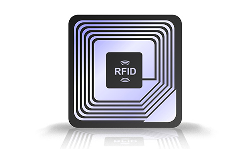 An RFID label. It has information about the labeled product, along with a scannable QR code.