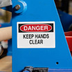 Keep Hand Clear label on equipment