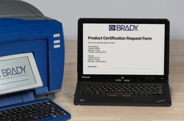 Product certification request form on laptop