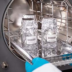 Jars in an autoclave.