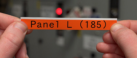 M21 label, orange with the writing "Panel L (185)" on it