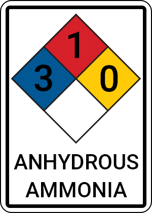 Anhydrous Ammonia NFPA sign