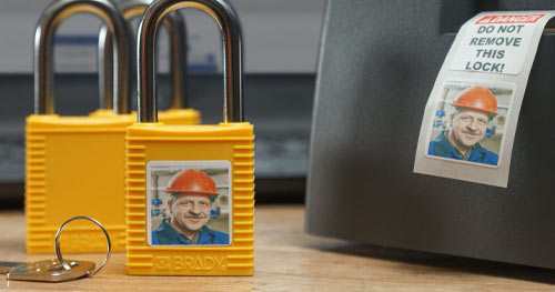 LOTO Locks with a man's face on them
