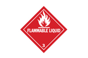 A red sign that says "FLAMMABLE LIQUID."