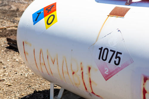 Image of a NFPA label on the side of a tank