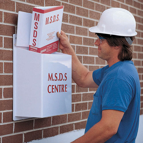 Worker looking at a MSDS center