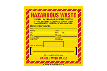 A hazardous waste label.