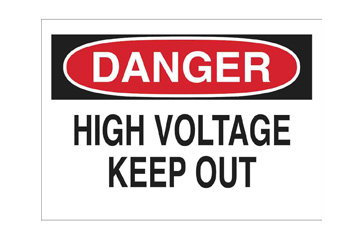 A sign that says 'DANGER. High Voltage. Keep Out.'