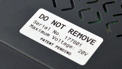 A white label reading 