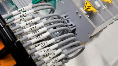 Heat shrink sleeves identifying power systems wires.