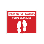 Social distancing floor sign with legend - thank you for practicing social distancing