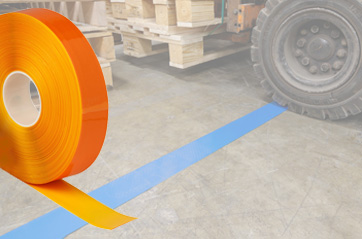 extremely durable floor tape run over by warehouse forklift